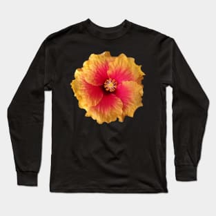 yellow red flower, hibiscus, flowers, blossom, Long Sleeve T-Shirt